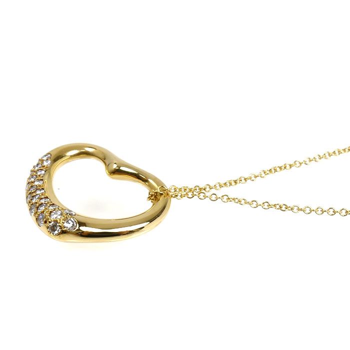 Tiffany & Co 18k Yellow Gold Open Heart Diamond Necklace