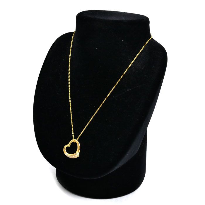 Tiffany & Co 18k Yellow Gold Open Heart Diamond Necklace