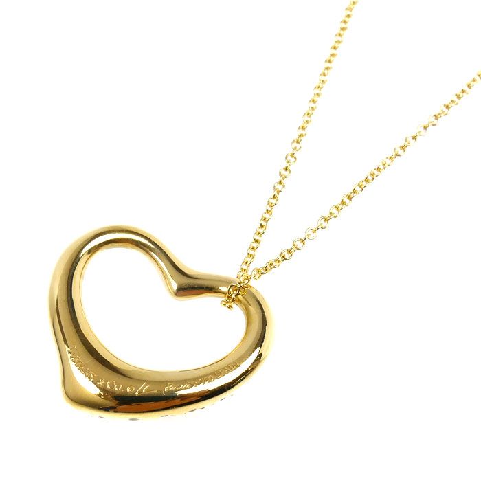 Tiffany & Co 18k Yellow Gold Open Heart Diamond Necklace
