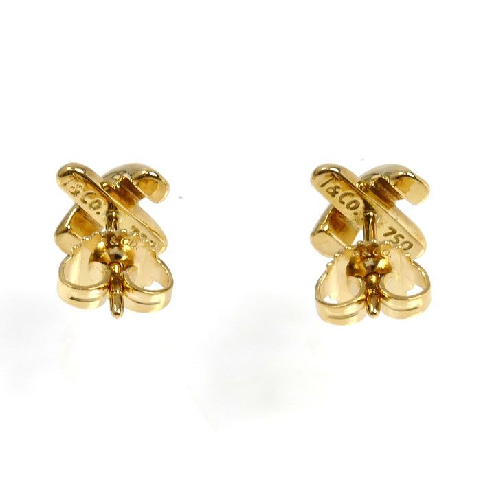 Tiffany & Co 18k Yellow Gold Cross Stitch Earrings