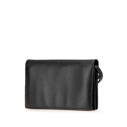 Gucci Swing Wallet Shoulder Bag Black Leather