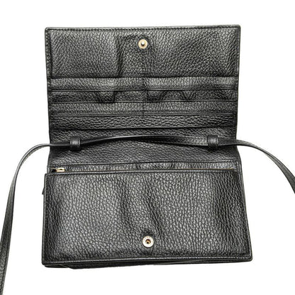Gucci Swing Wallet Shoulder Bag Black Leather