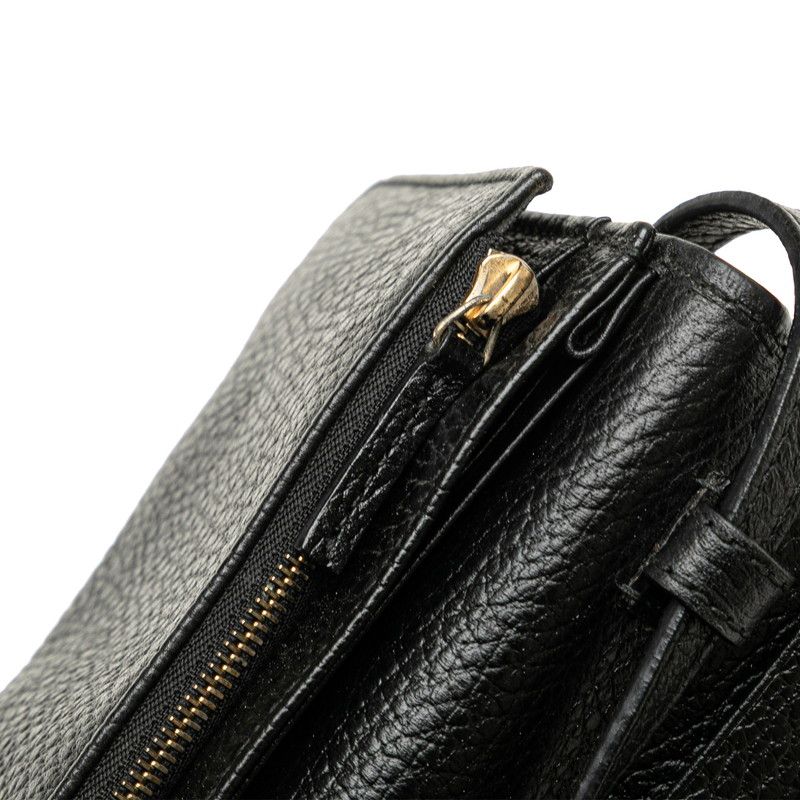Gucci Swing Wallet Shoulder Bag Black Leather