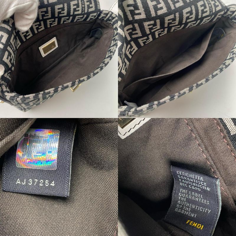 Fendi Zucca Pattern Mini Handbag Canvas Leather