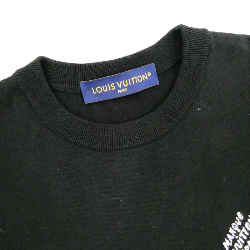 Louis Vuitton Signature Short Sleeve Cotton Crew Neck Black XS