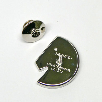 Hermes Badge Cal Zel Brooch Metal White Silver Horse Crew Dosel