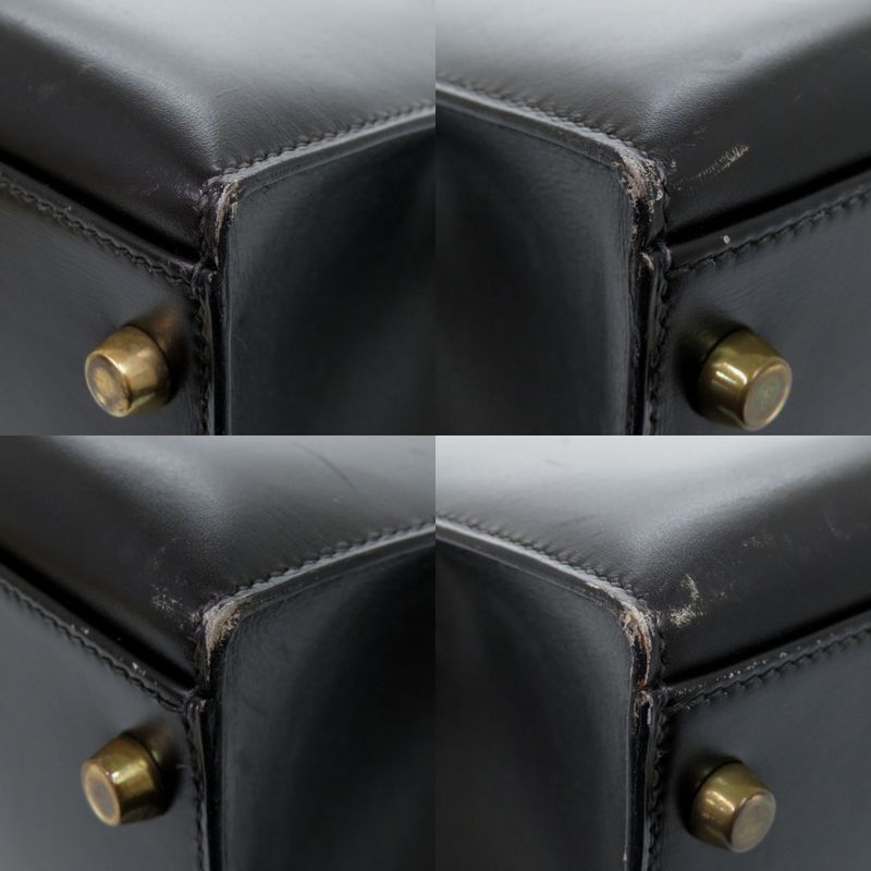Hermes Kelly 32 Sellier Box Calf Black Gold Handbag