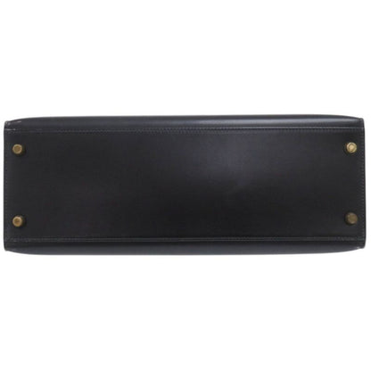 Hermes Kelly 32 Sellier Box Calf Black Gold Handbag