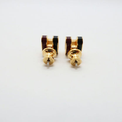 Hermes Earrings Pop Mini Ro Cover Pair Black Brown Gold