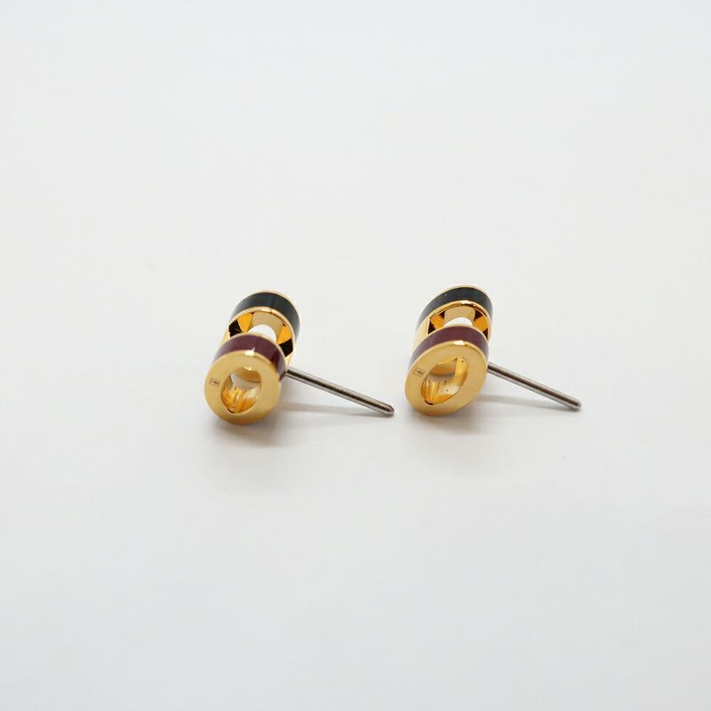 Hermes Earrings Pop Mini Ro Cover Pair Black Brown Gold