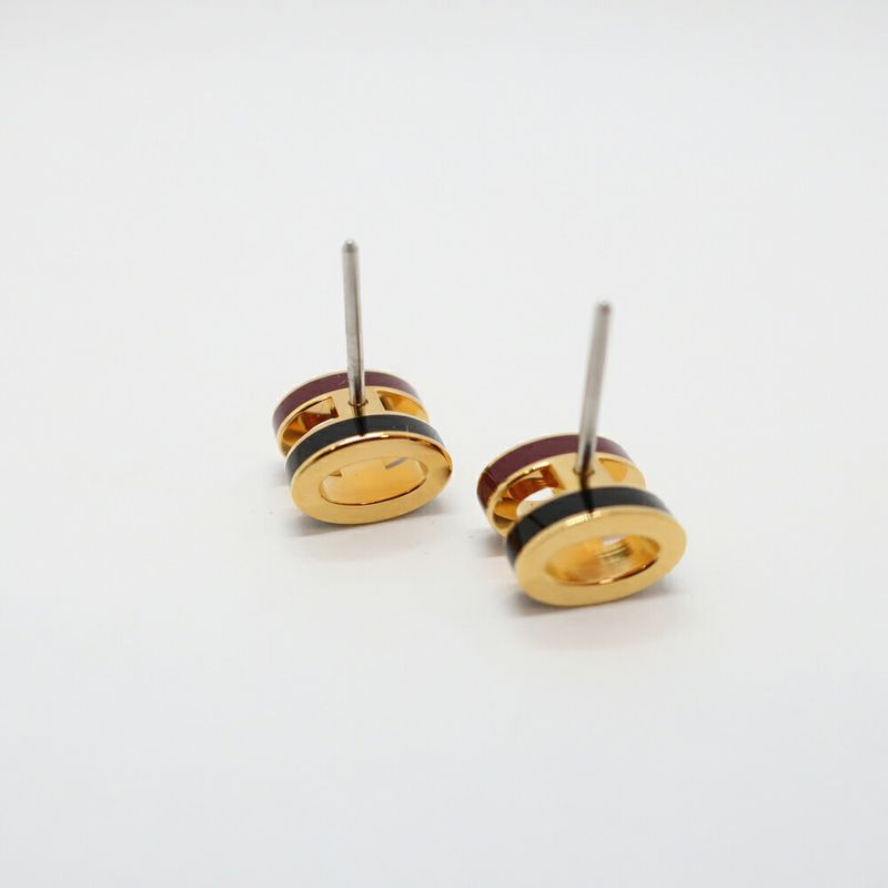 Hermes Earrings Pop Mini Ro Cover Pair Black Brown Gold