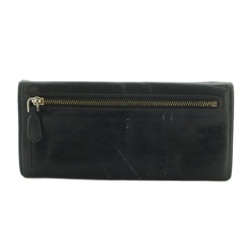 Prada Wallet Flap Coin Purse Leather Ribbon Black