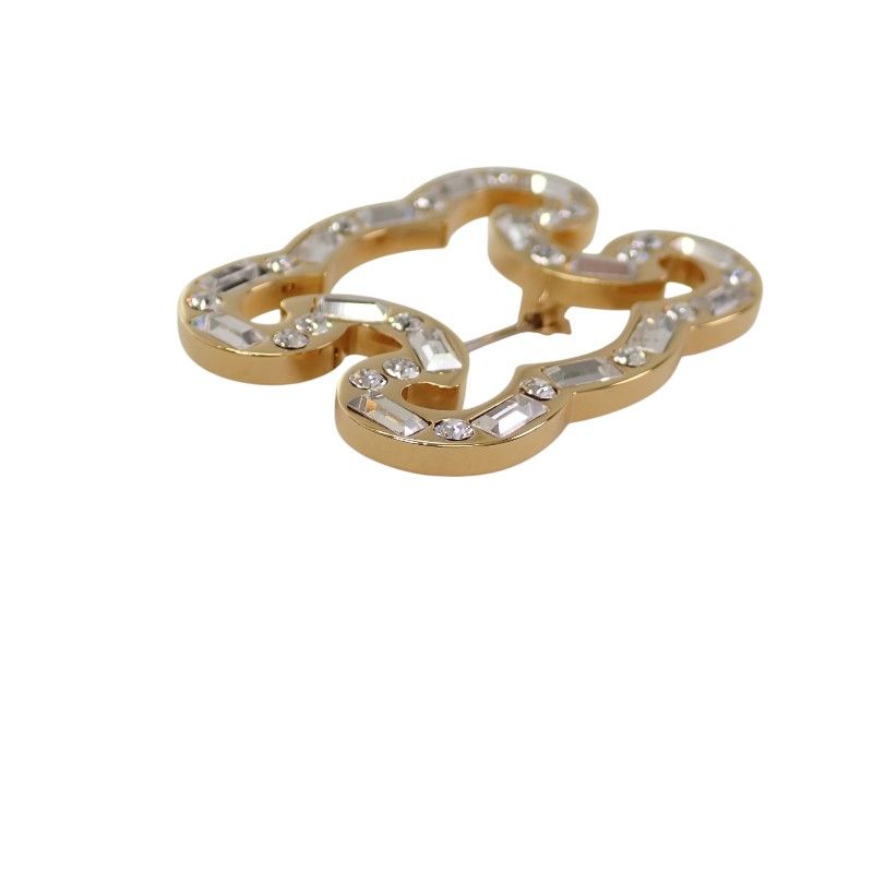 Celine Flame Sparkle Brooch Crystal Metal Gold