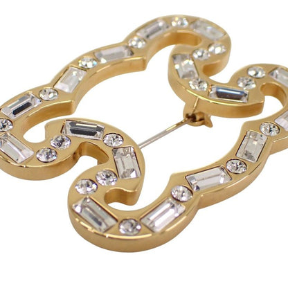 Celine Flame Sparkle Brooch Crystal Metal Gold