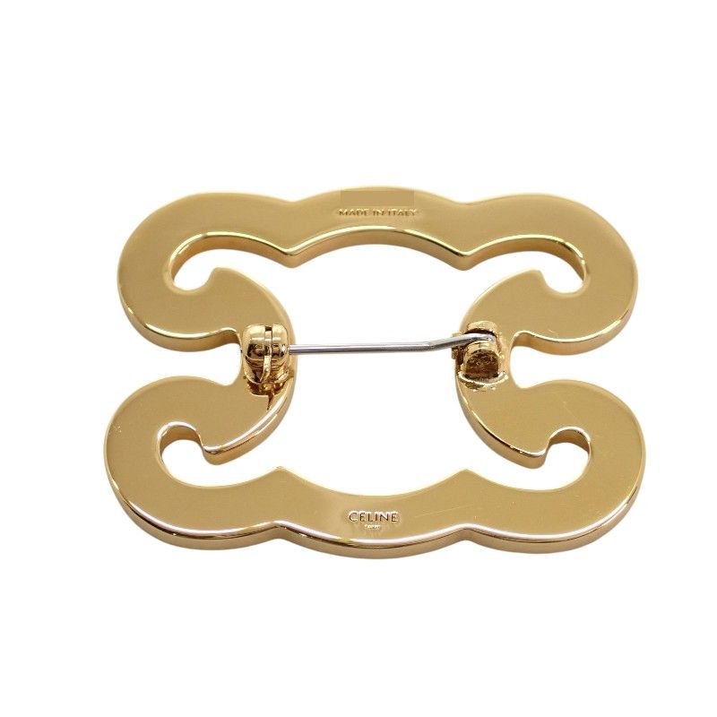 Celine Flame Sparkle Brooch Crystal Metal Gold