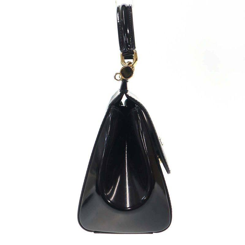 Dolce & Gabbana Sicily Patent Mini Shoulder Bag Black