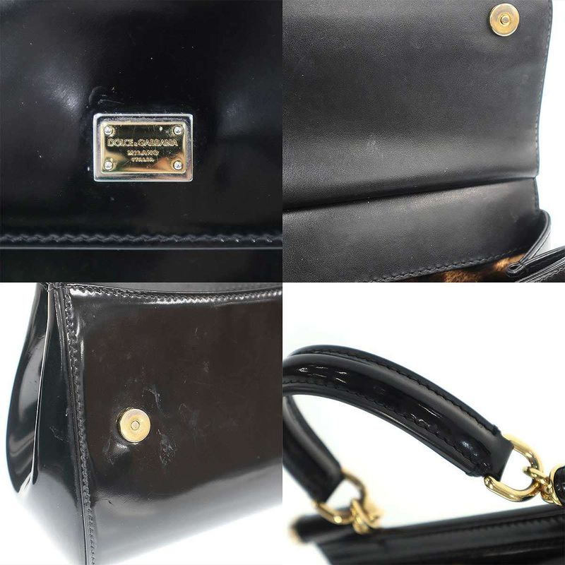Dolce & Gabbana Sicily Patent Mini Shoulder Bag Black