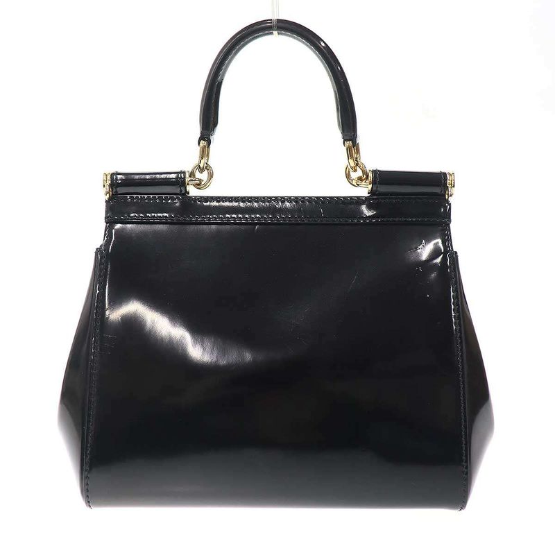 Dolce & Gabbana Sicily Patent Mini Shoulder Bag Black