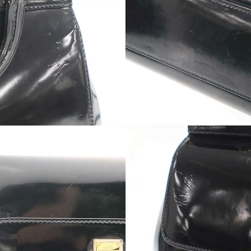 Dolce & Gabbana Sicily Patent Mini Shoulder Bag Black
