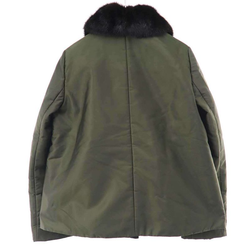 Prada Mink Nylon Short Puffer Coat Olive 38