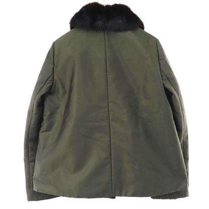 Prada Mink Nylon Short Puffer Coat Olive 38