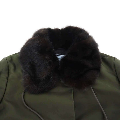 Prada Mink Nylon Short Puffer Coat Olive 38