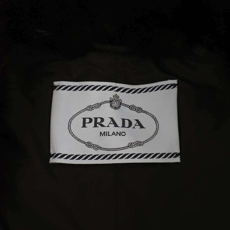 Prada Mink Nylon Short Puffer Coat Olive 38