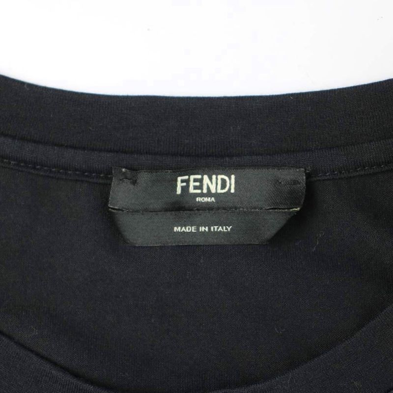 Fendi T-Shirt Short Sleeve Logo Bicolor 44 Black White MW