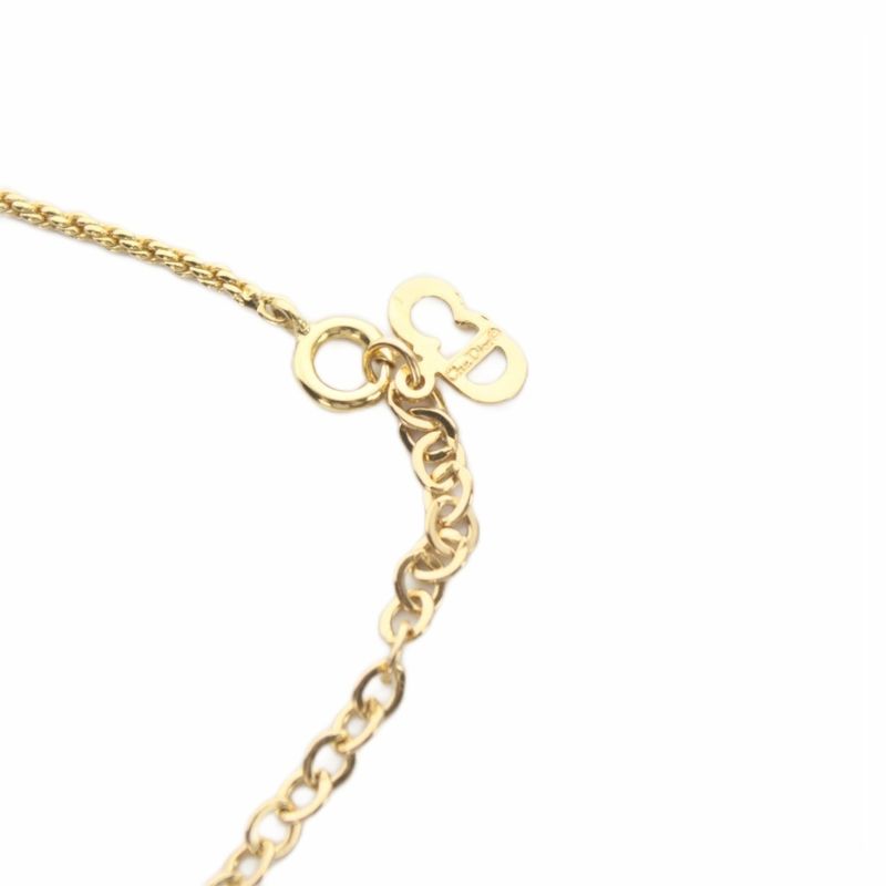 Dior Necklace Pendant CD Logo Rhinestone Gold