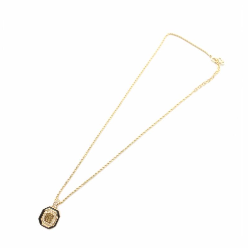 Dior Necklace Pendant CD Logo Rhinestone Gold