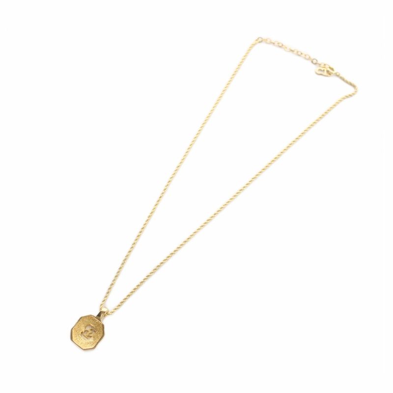 Dior Necklace Pendant CD Logo Rhinestone Gold