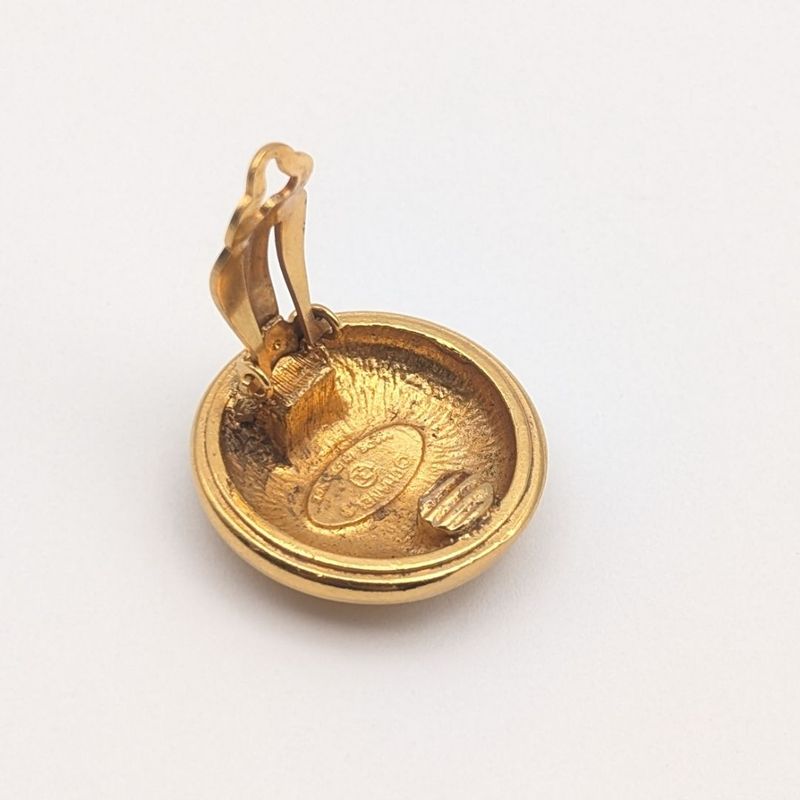 Chanel Earrings CC Logo Gold First Era Vintage