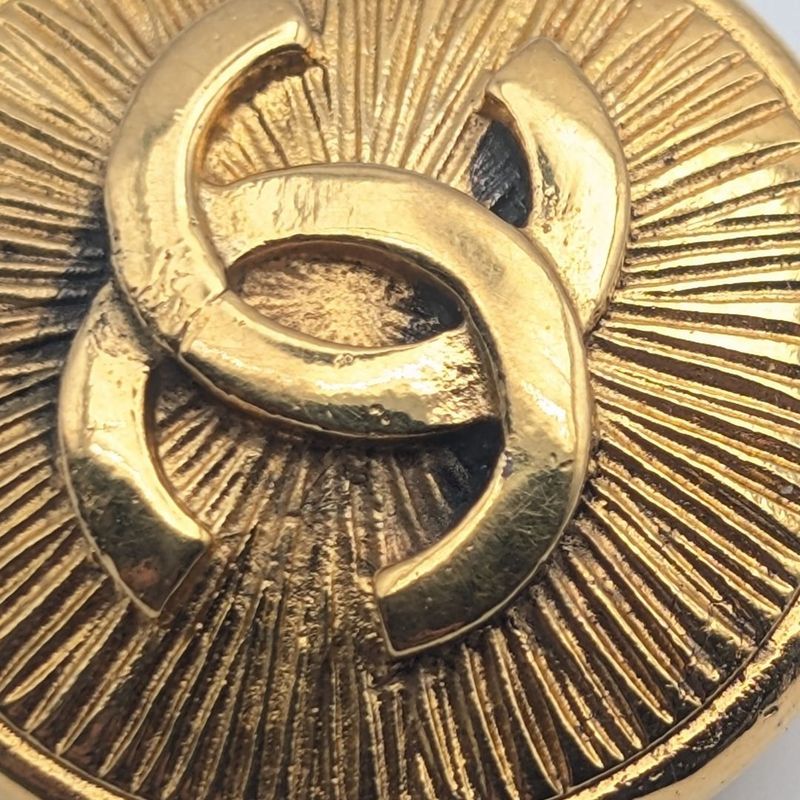 Chanel Earrings CC Logo Gold First Era Vintage