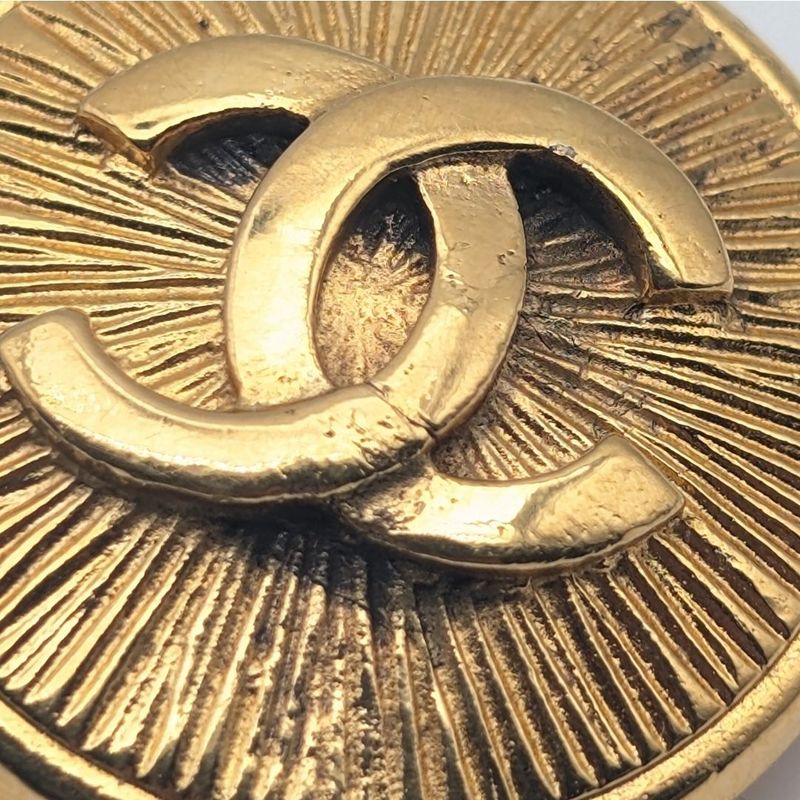 Chanel Earrings CC Logo Gold First Era Vintage