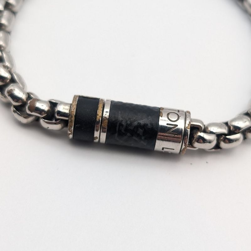 Louis Vuitton Monogram Eclipse Chain Bracelet Silver