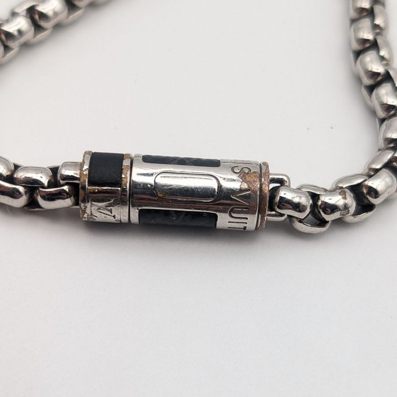 Louis Vuitton Monogram Eclipse Chain Bracelet Silver