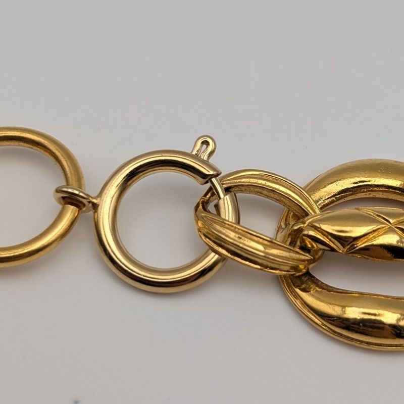 Chanel Quilted Gold Long Necklace Vintage