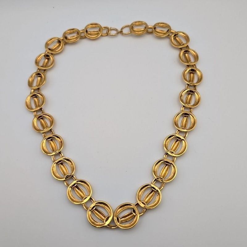 Chanel Quilted Gold Long Necklace Vintage