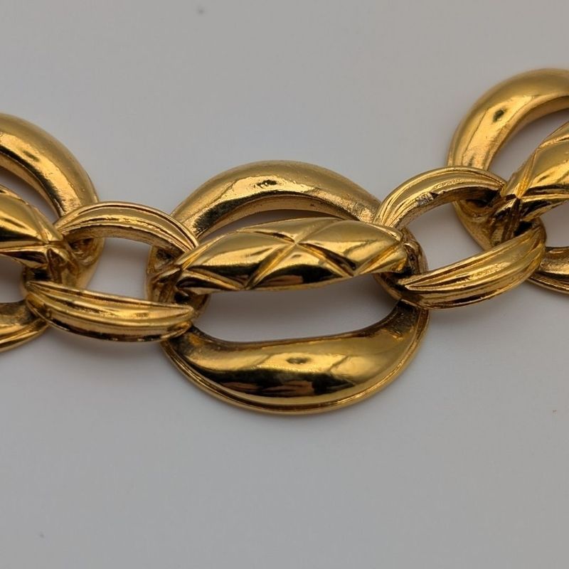 Chanel Quilted Gold Long Necklace Vintage