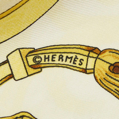 Hermes Carre 90 les Tuileries Garden Yellow Ivory Silk
