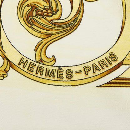 Hermes Carre 90 les Tuileries Garden Yellow Ivory Silk
