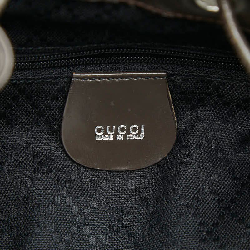 Gucci Bamboo Shoulder Bag Drawstring 003 Brown Nylon Leather