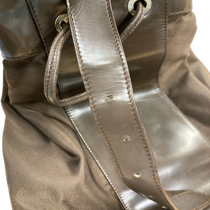 Gucci Bamboo Shoulder Bag Drawstring 003 Brown Nylon Leather