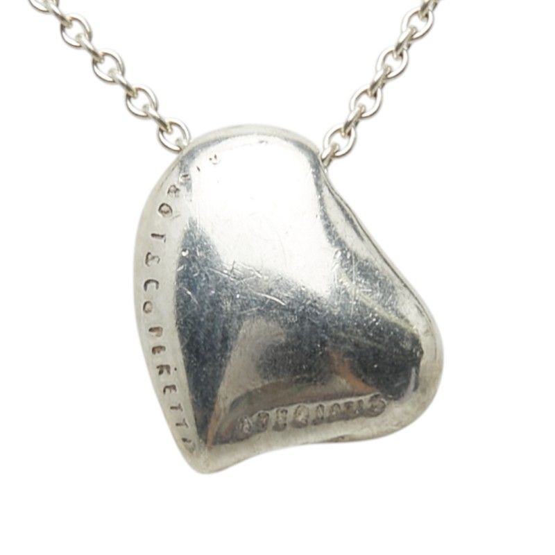 Tiffany & Co Elsa Peretti Full Heart Vintage Chain Pendant Necklace Silver