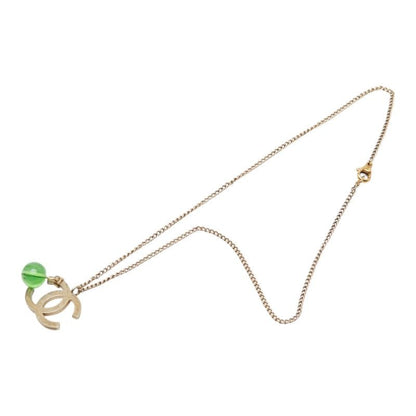 Chanel CC Logo Color Stone Silver Green Metal