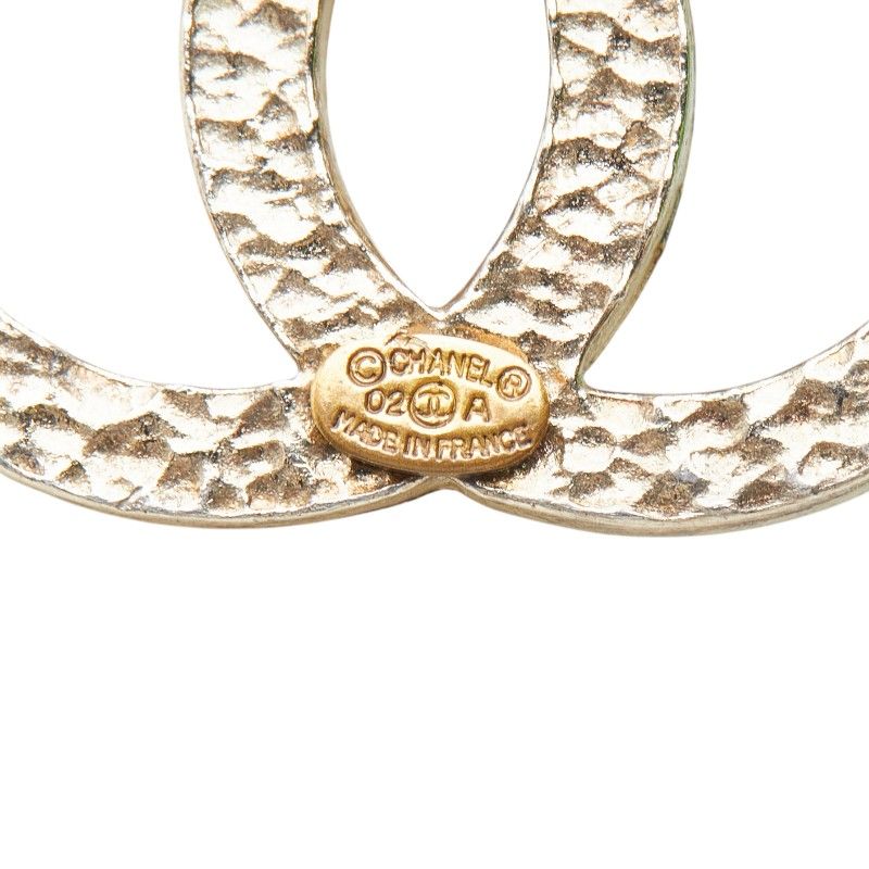 Chanel CC Logo Color Stone Silver Green Metal