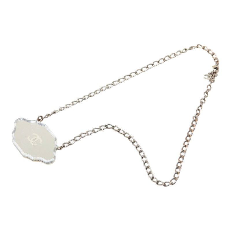 Chanel Mirror Plate CC Logo Silver Metal