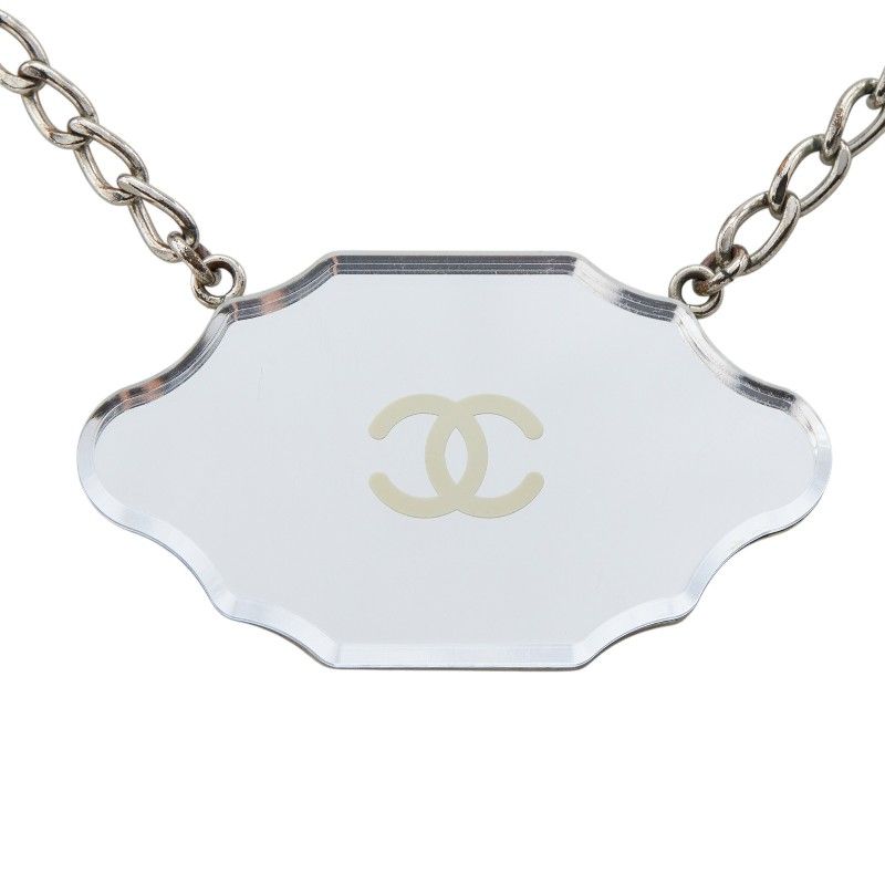 Chanel Mirror Plate CC Logo Silver Metal