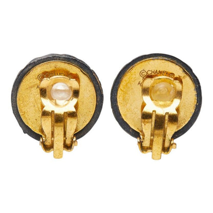 Chanel Quilted CC Logo Gold Black Plated