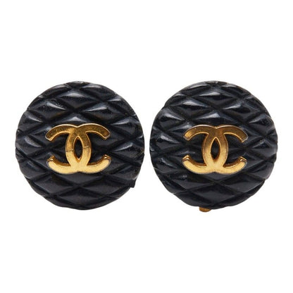 Chanel Quilted CC Logo Gold Black Plated